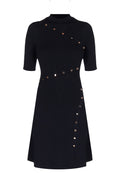 Black Pearl-Button Knit Mini Dress - view 1