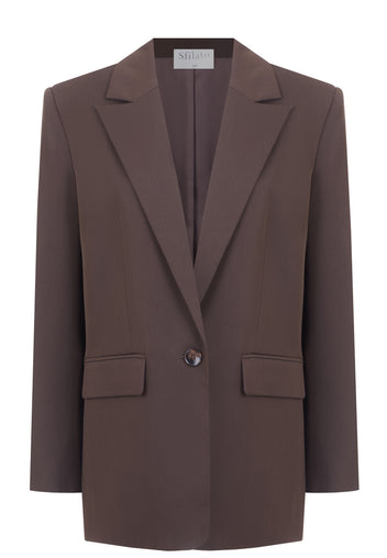 Chocolate Single-Breasted Tailored Blazer - view 1