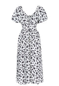 White Black Floral Smocked Midi Dress - view 1