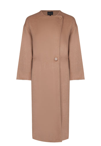 Camel Scarf-Collar Wool Coat - view 3
