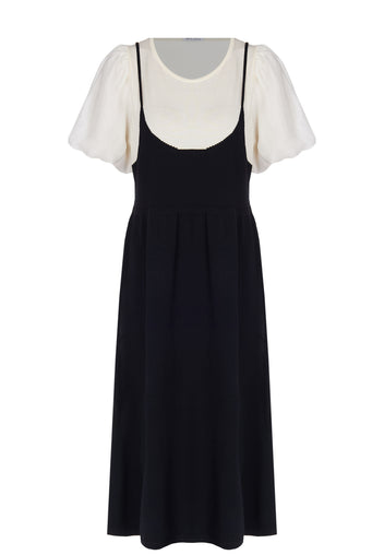 Black Layered T-Shirt Midi Dress - view 1