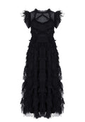 Black Tulle Ruffle Midi Dress - view 1