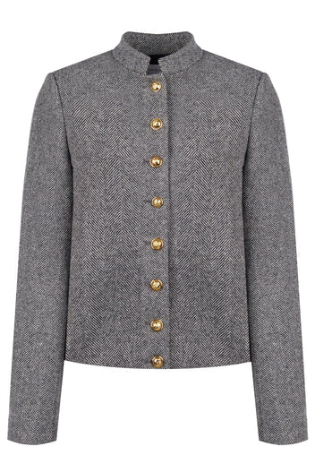 Gray Cropped Jewel-Button Jacket - view 1