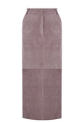 Mauve Suede Pencil Midi Skirt - view 1