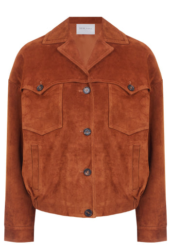 Cognac Suede Pocket Shirt Jacket - view 1