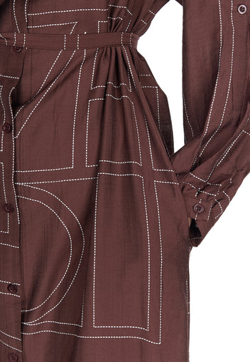Burgundy Geometric Shirt Dress - view 6