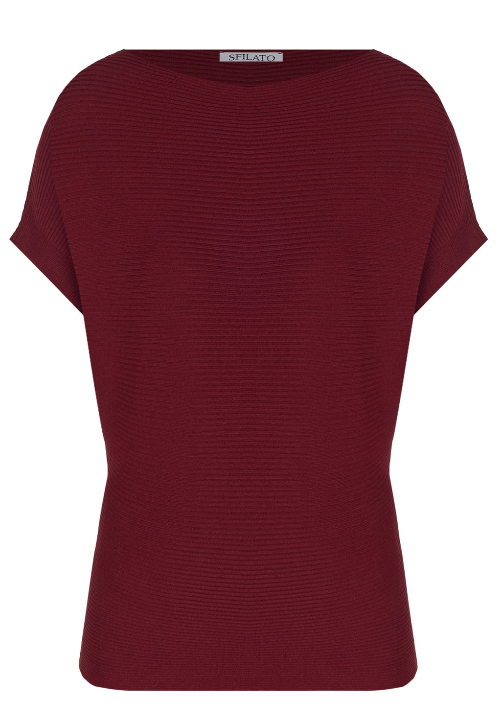 Burgundy and Coral Sfilato short sleeve top - view 1
