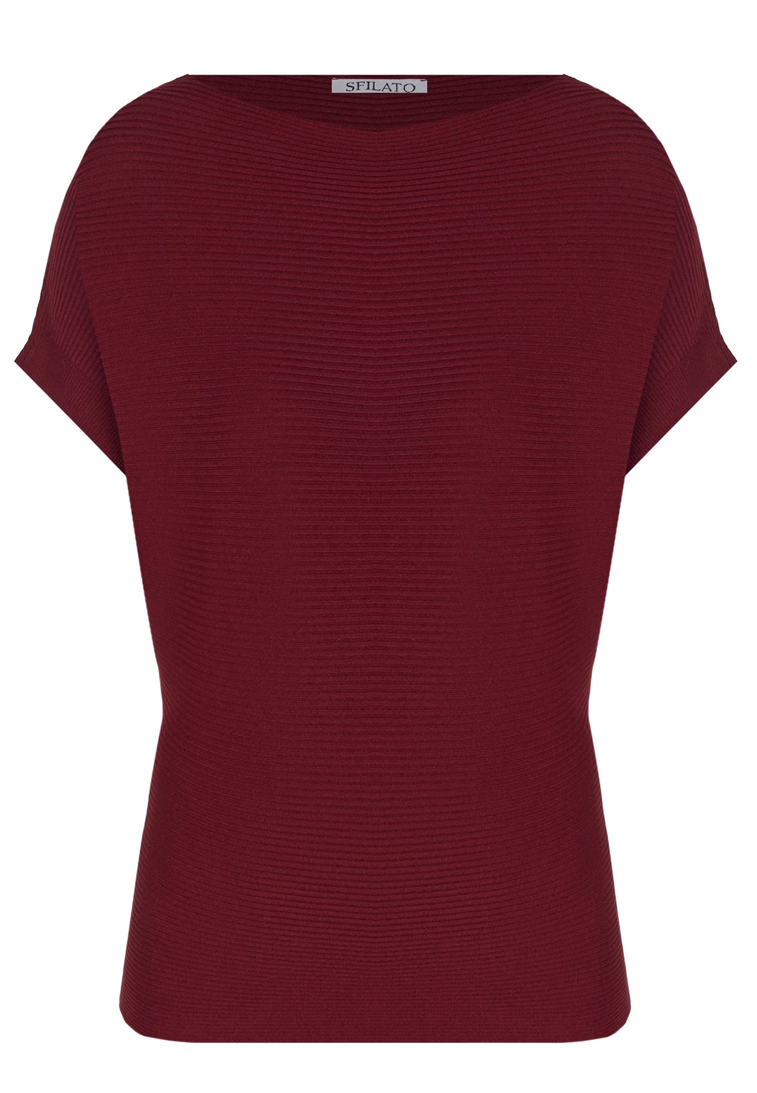 Burgundy and Coral Sfilato short sleeve top - view 1