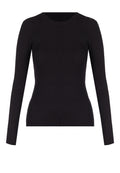 Black Ribbed Scoop-Neck Knit Top - view 1