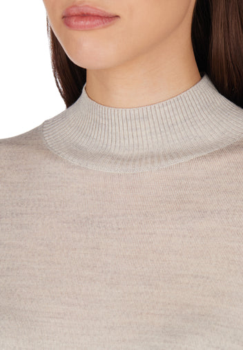 Silver Fine-Rib Turtleneck Knit Top - view 3