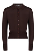 Brown Button-Front Knit Cardigan