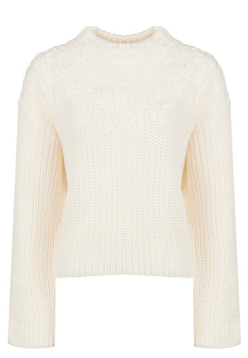 Ivory Embellished Yoke Knit Sweater - view 1