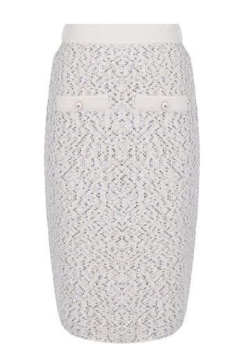 Ivory Eyelet Pencil Midi Skirt - view 1