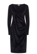 Black Ruched Long-Sleeve Midi Dress - view 1
