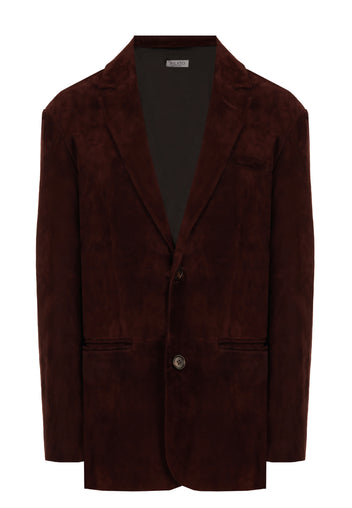 Wine Velvet Single-Breasted Blazer - view 1