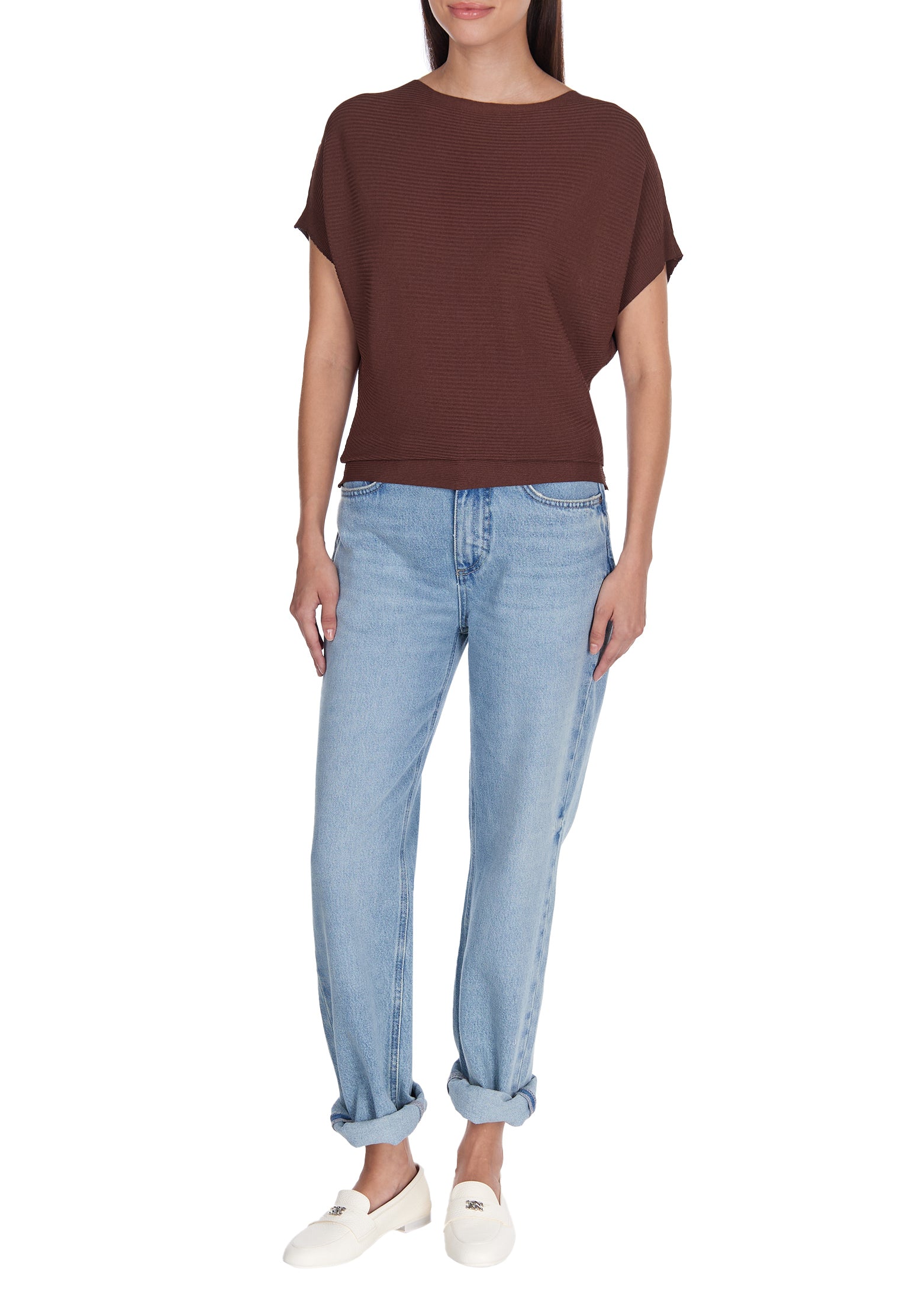 Burgundy Sfilato short sleeve top - view 2