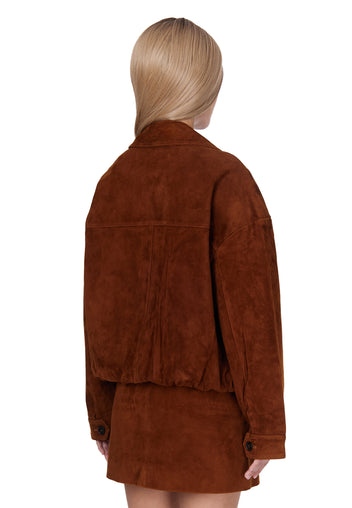 Cognac Suede Pocket Shirt Jacket - view 6