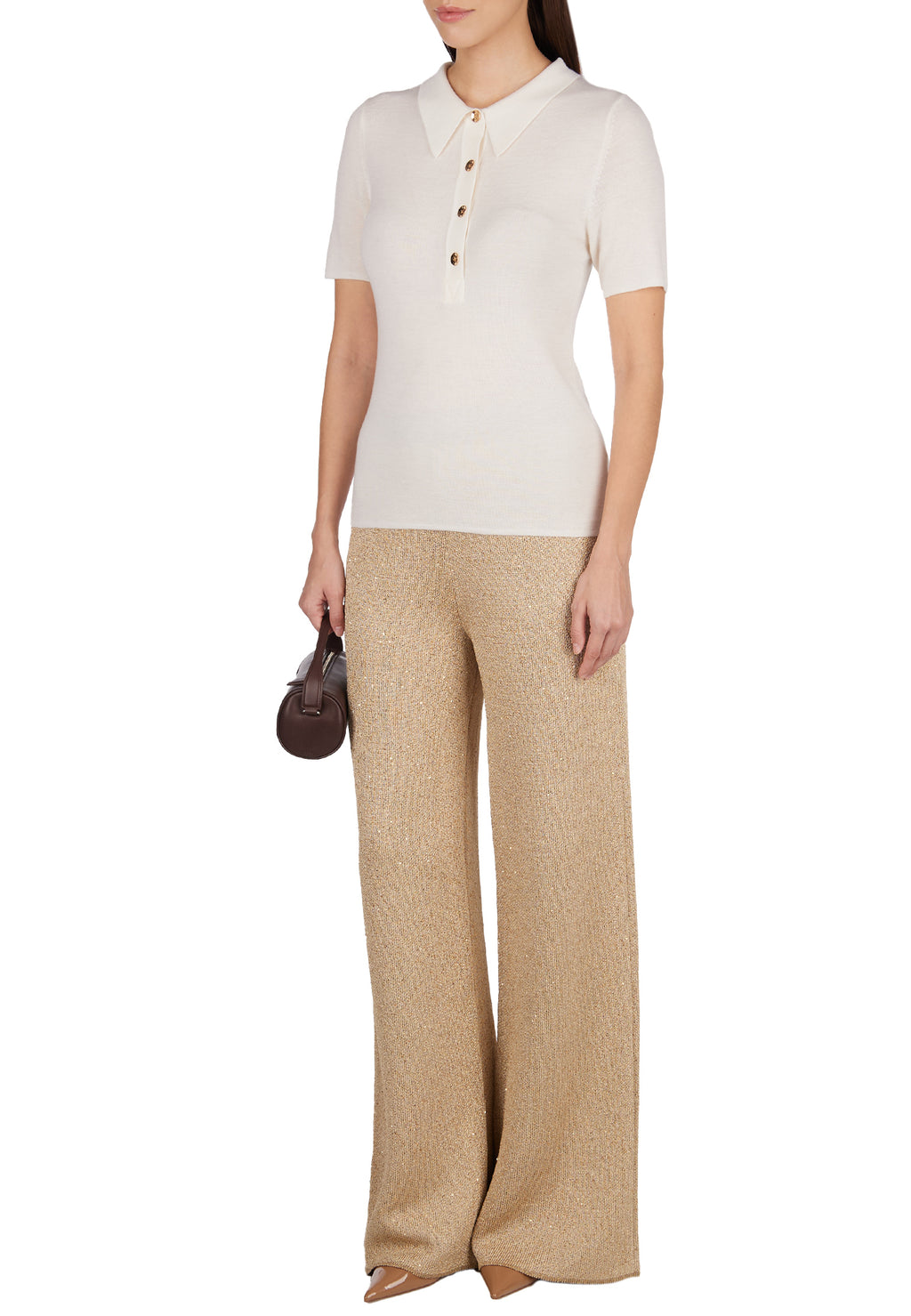 Gray and Beige Sfilato polo - view 2