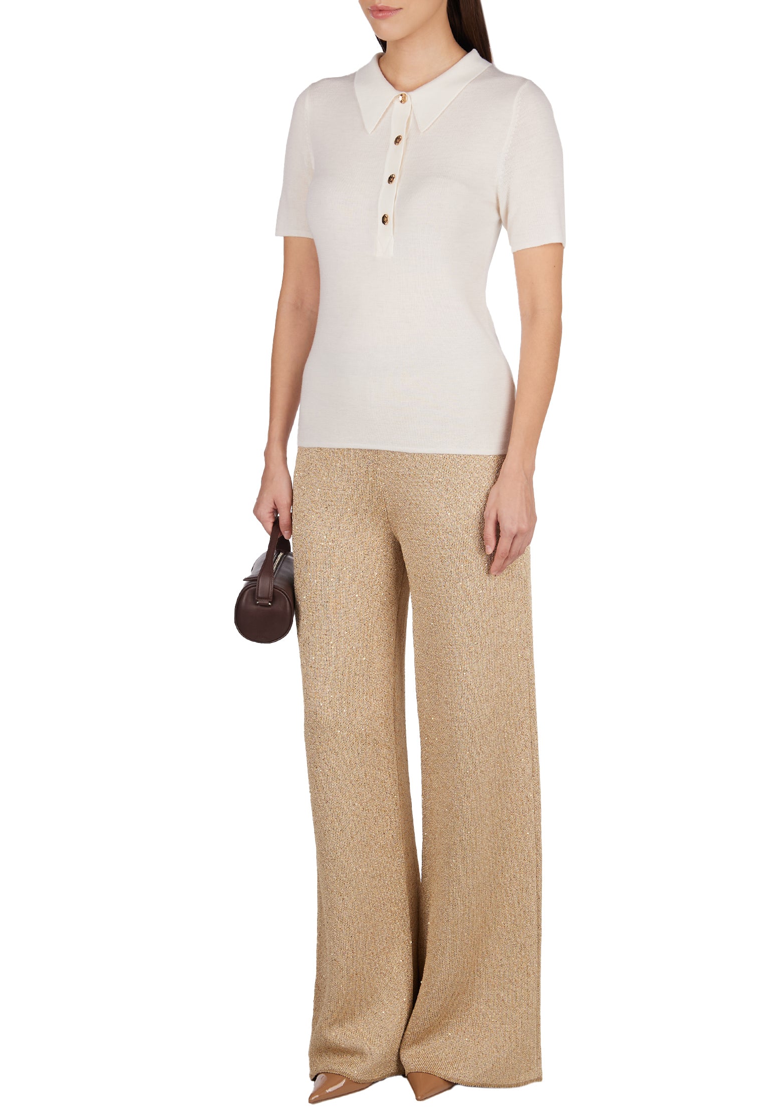 Gray and Beige Sfilato polo - view 2