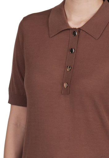 Brown Sfilato polo - view 3