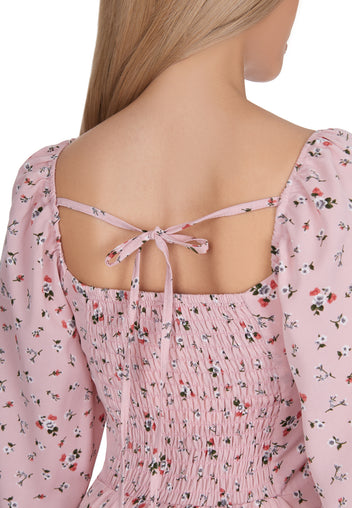Pink Off-Shoulder Floral Mini Dress - view 5