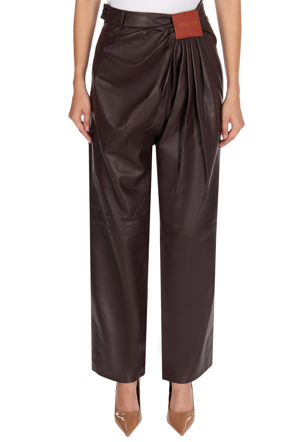 Burgundy Sfilato trousers - view 3