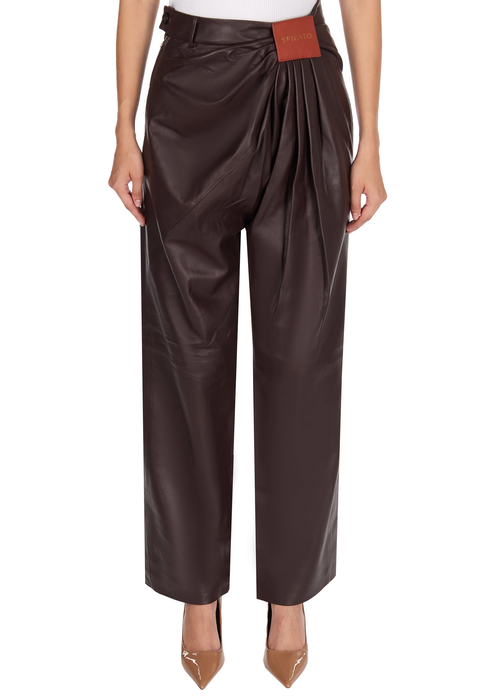 Burgundy Sfilato trousers - view 3