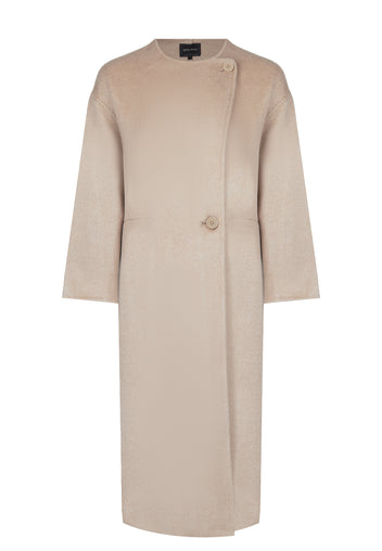 Ivory Scarf-Collar Wool Coat - view 4