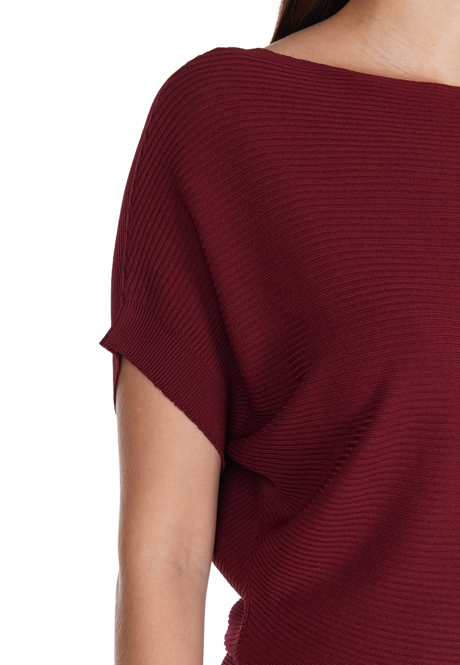 Burgundy and Coral Sfilato short sleeve top - view 6