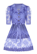 Blue Floral Puff-Sleeve Mini Dress Set - view 1