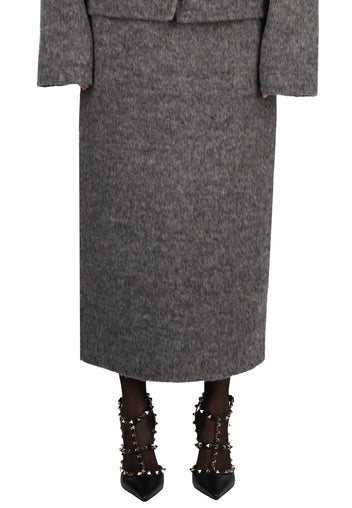 Graphite Wool Pencil Midi Skirt - view 3