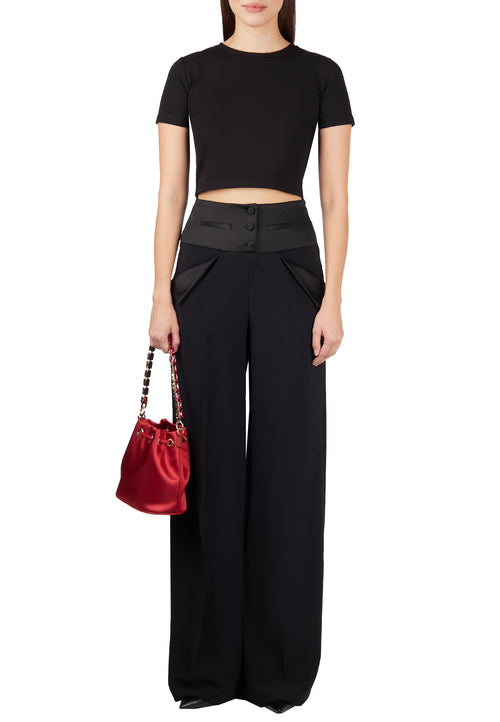 Black Cropped Crewneck T-Shirt - view 2