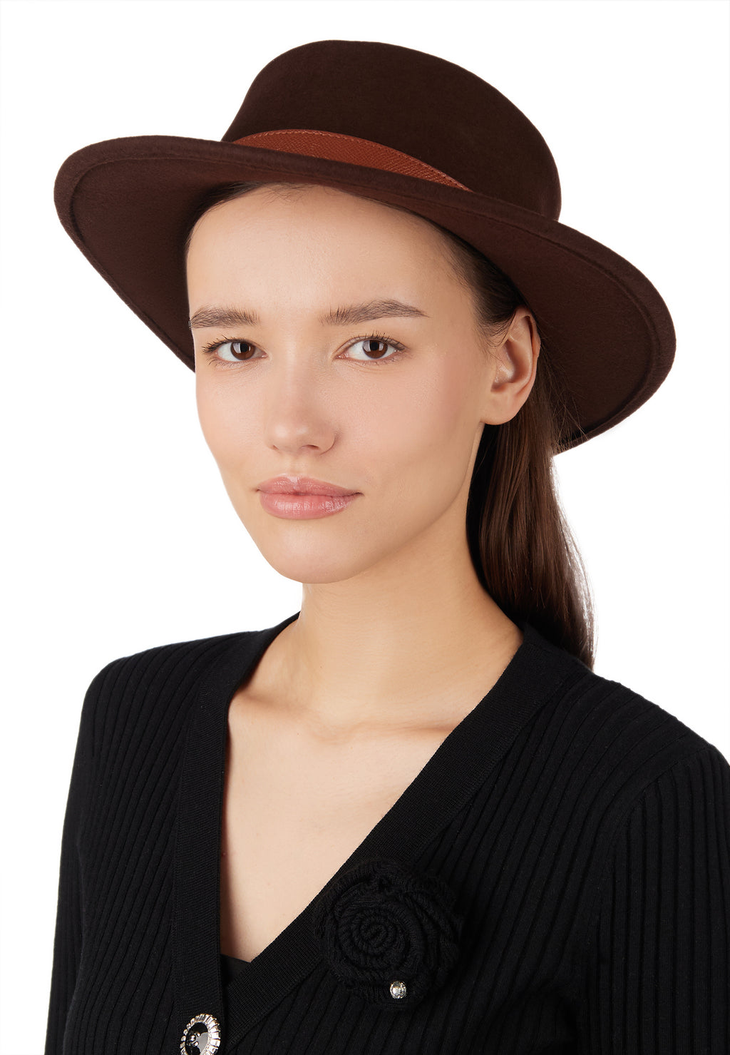 Black and Brown Sfilato hat - view 2