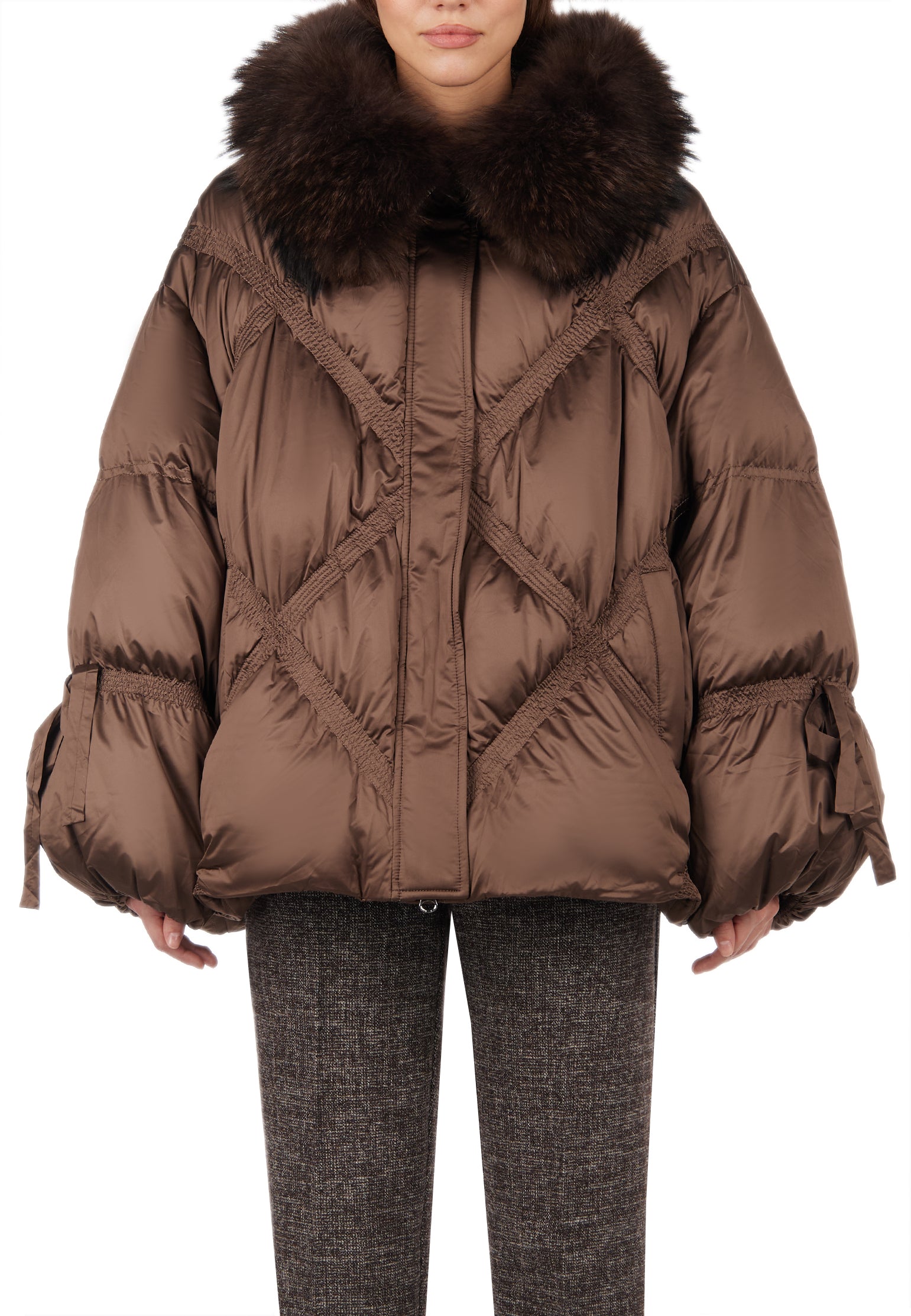 Occhiobello Down Jacket — Brown