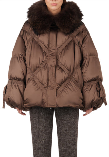 Occhiobello Down Jacket — Brown