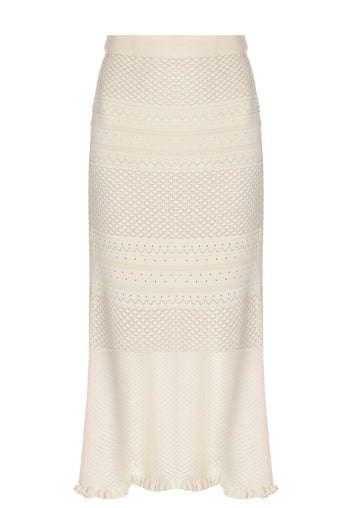 Ivory Pointelle Top and Skirt Set - view 4
