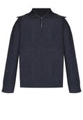 Navy Hooded Half-Zip Knit Sweater