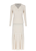Ivory V-Neck Knit Top and Skirt Set - view 1