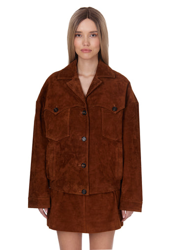 Cognac Suede Pocket Shirt Jacket - view 5