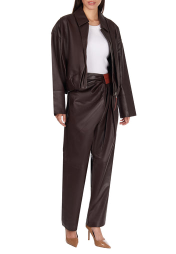 Burgundy Sfilato trousers - view 2