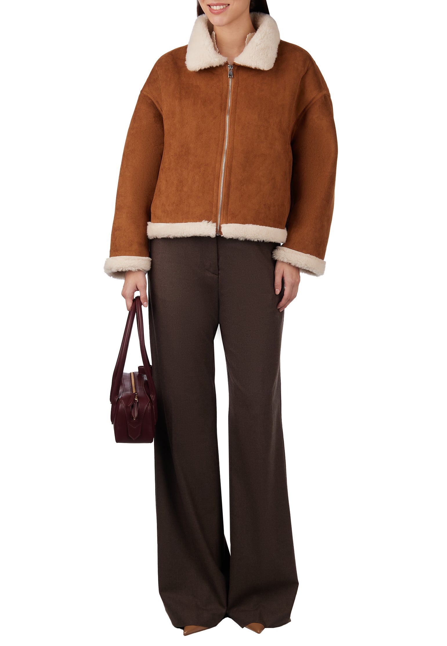 Brown Sfilato sheepskin coat - view 5