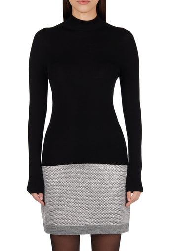Black Smooth Fine-Knit Turtleneck - view 2