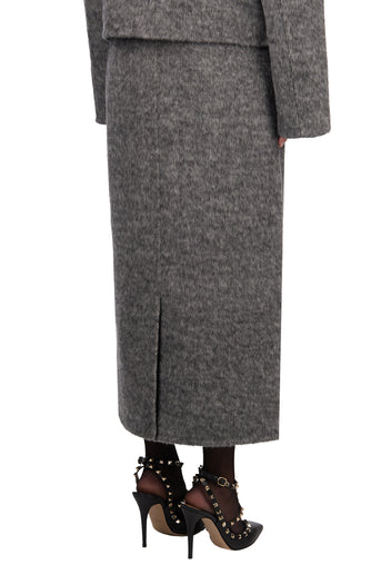 Graphite Wool Pencil Midi Skirt - view 2
