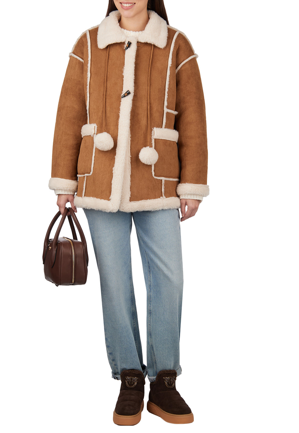 Brown Sfilato sheepskin coat - view 4