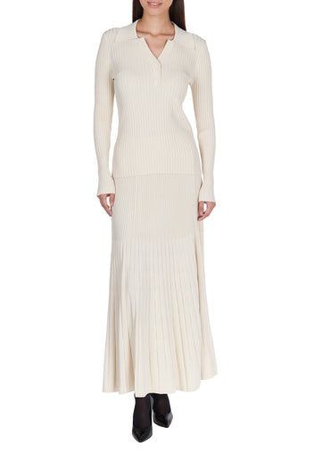 Ivory V-Neck Knit Top and Skirt Set - view 3
