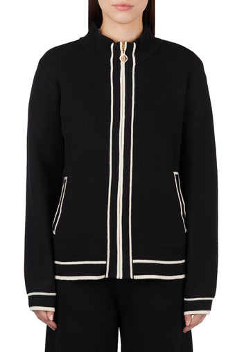 Black Stripe Zip Cardigan Trouser Set - view 4