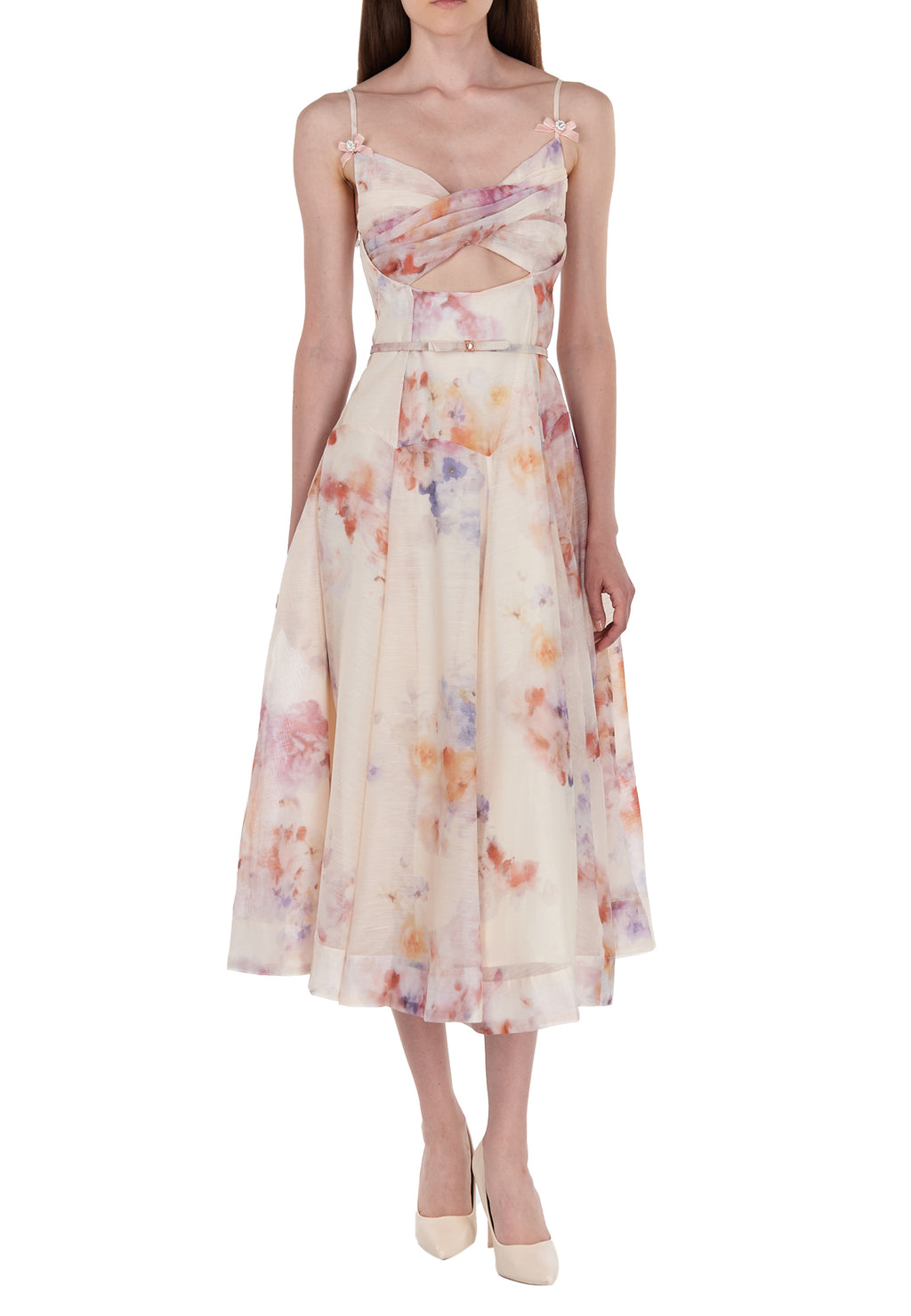 Gray and Coral Sfilato dress - view 2