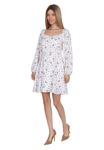White Dotted Off-Shoulder Mini Dress - view 2