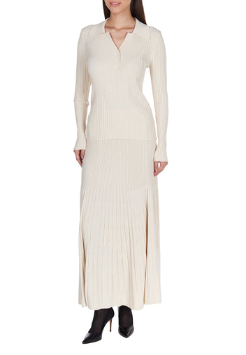 Ivory V-Neck Knit Top and Skirt Set - view 4