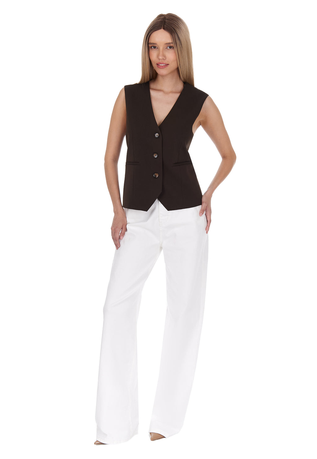 Brown and Black Sfilato vest - view 4